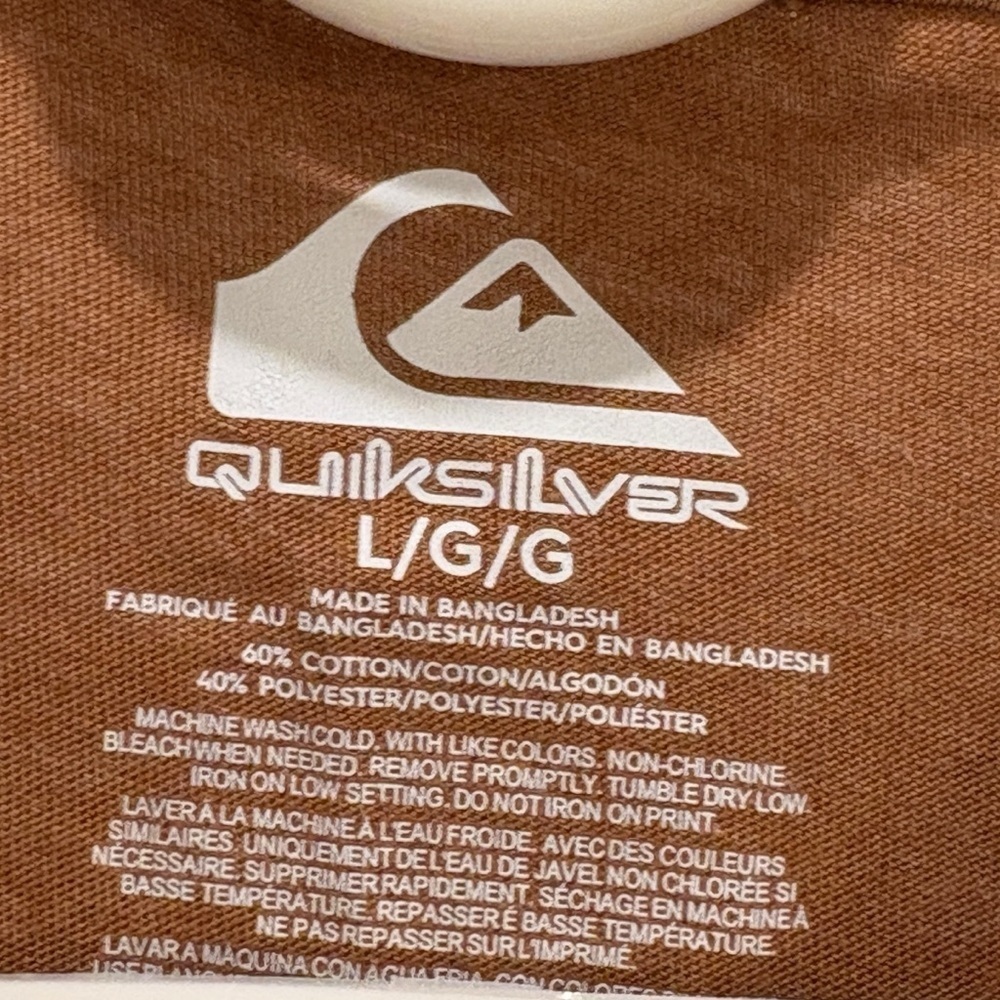 Quiksilver Boardshort Co Brown Graphic T Shirt Boys Large Surf Skatewear Tee - Picture 3 of 6